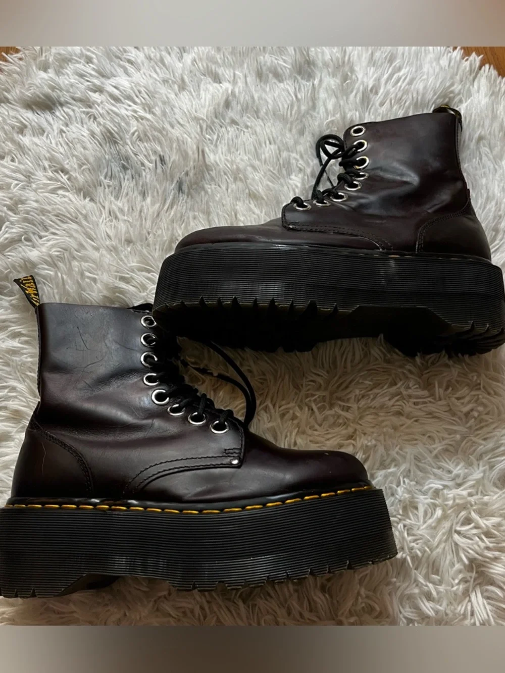 Dr. Marten Jadon Max Leather Platform Boots in Oxblood Atlas - Picture 5 of 15